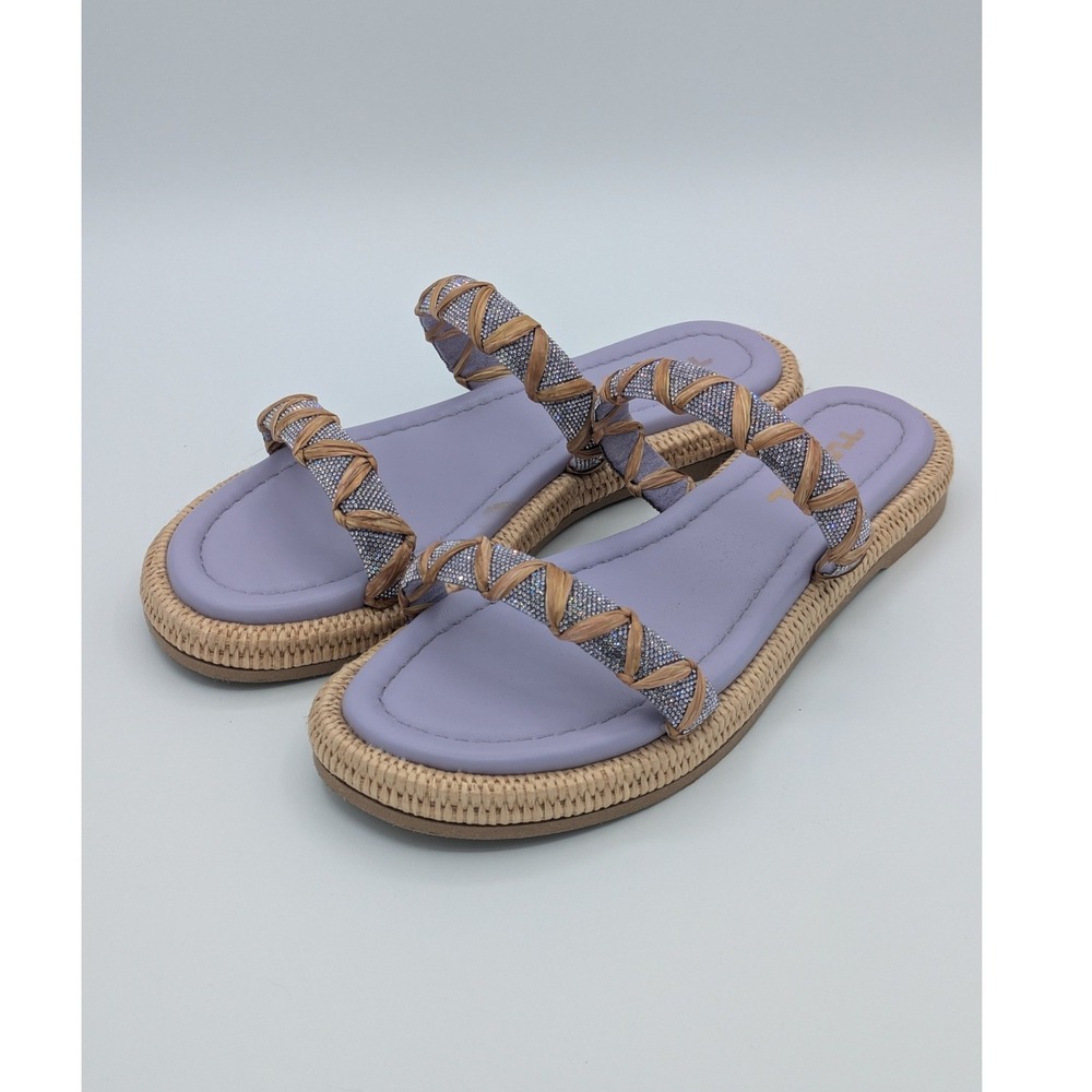 Tavua Italian Boutique Slide Sandals 8 Lilac Resort Wear Glam Boho Chic Vacay